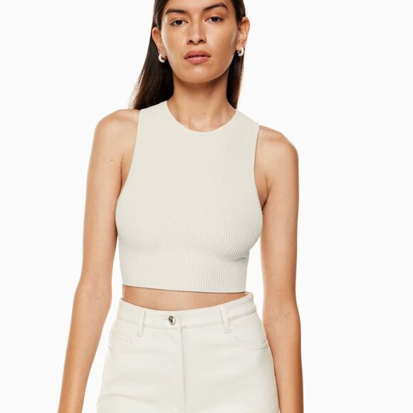 Aritzia - Babaton - Sculpt Knit Racer Cropped Tank - Ribbed - Picture 2 of 6